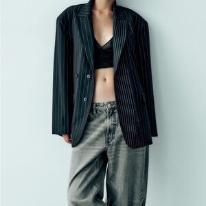 Women's oversized Black Pinstripe Blazer